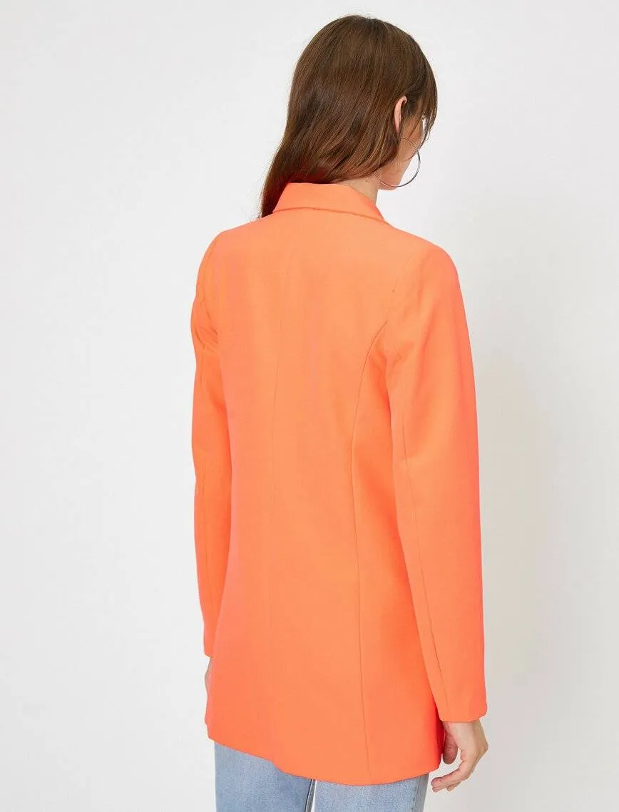 10617 Orange Double-Breasted Long Jacket