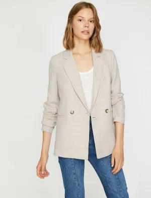 10657 Beige Double Breasted Linen Jacket