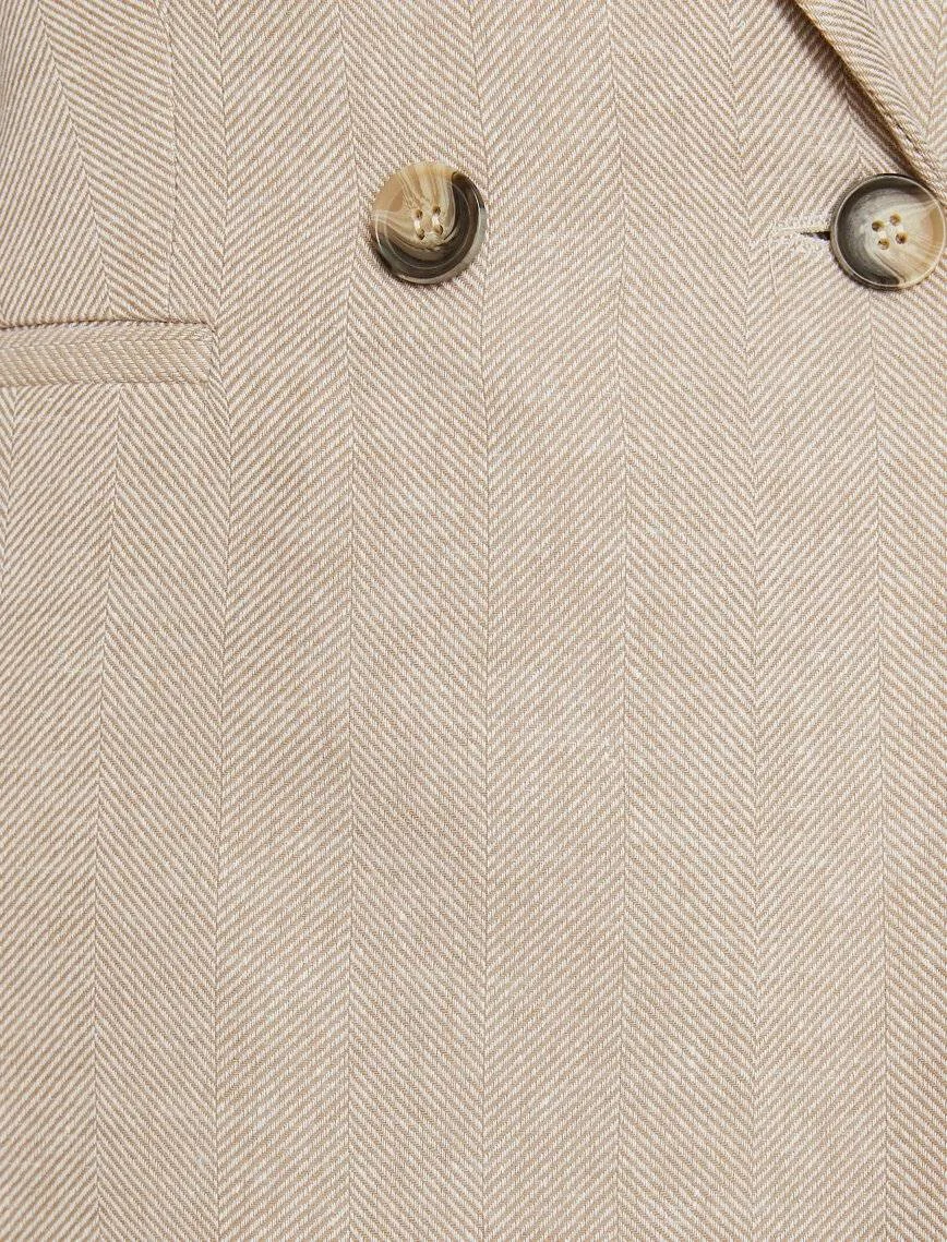 10657 Beige Double Breasted Linen Jacket