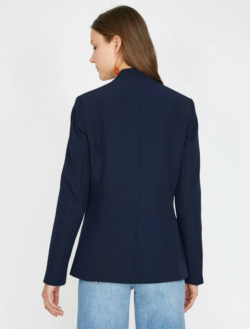 10721 Navy Blue Double-Breasted Jacket