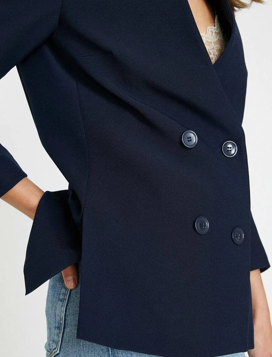 10721 Navy Blue Double-Breasted Jacket
