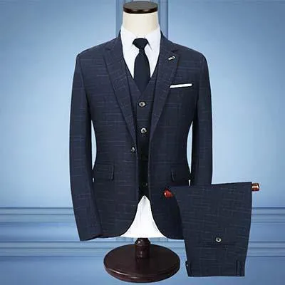 3-Piece Men's Suits Slim Fit 1-Button Suits Striped