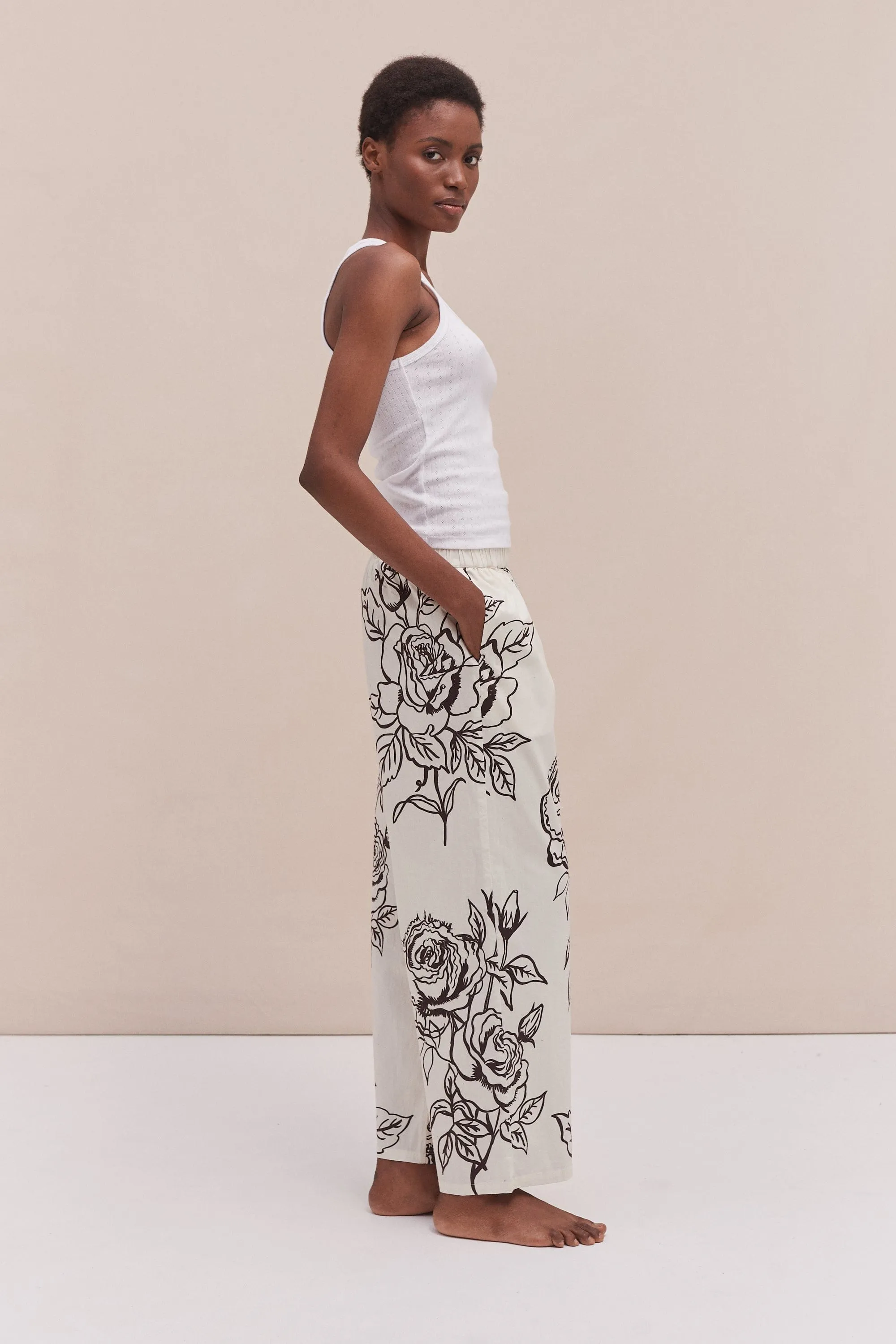 402 Trousers Rose Cream Brown
