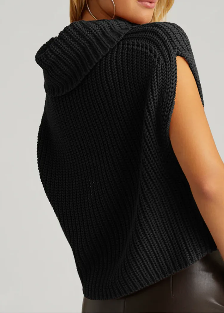525 Cate Sleeveless Turtleneck Sweater - Black-