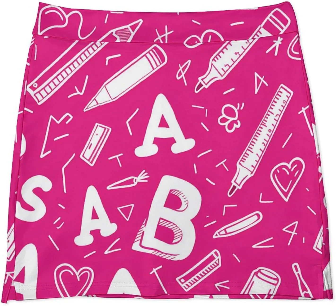AB Alphabet Pencil Ruler Women's Skort Athletic Skirt Golf Skorts A-line Skirts with Built-in Shorts Pockets