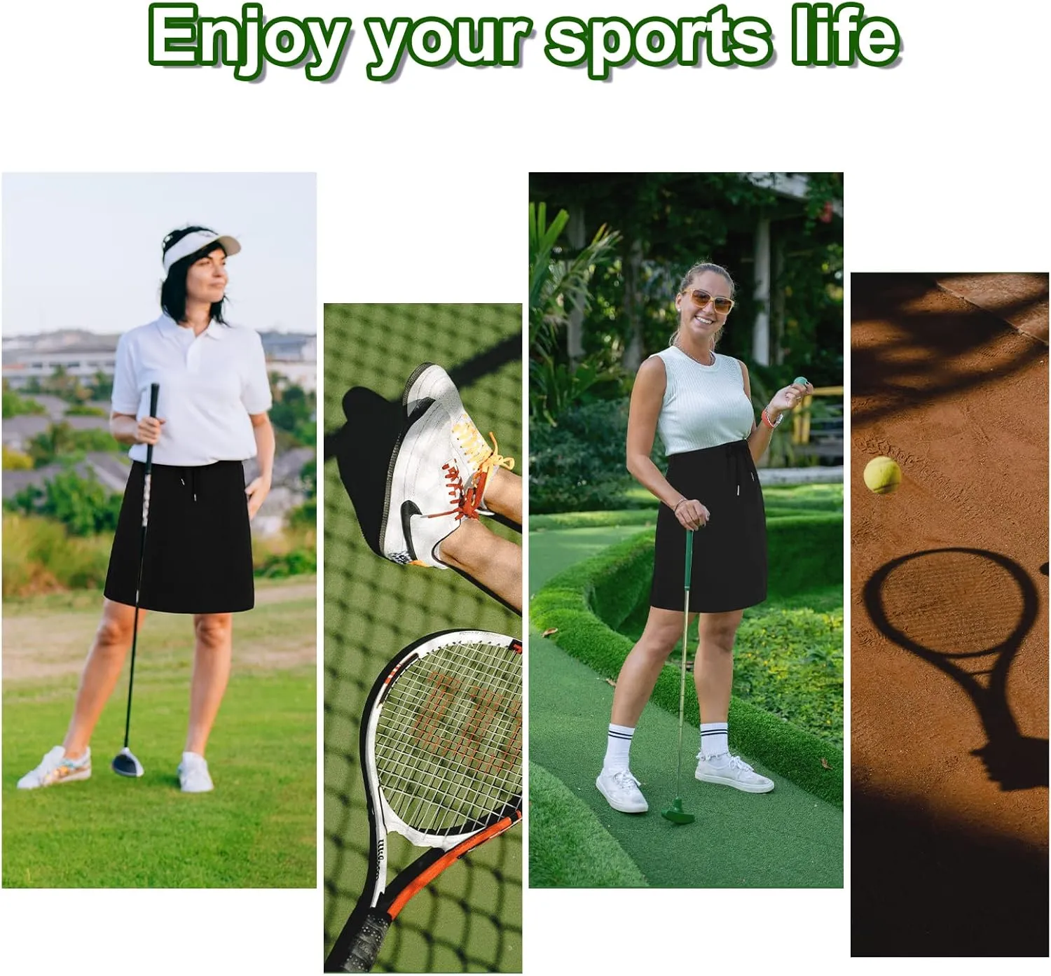 American Trends Skort for Woman with Pockets Athletic Skirt Wokout Knee Length Skirt Drawstring Waist Tennis Golf Skirt