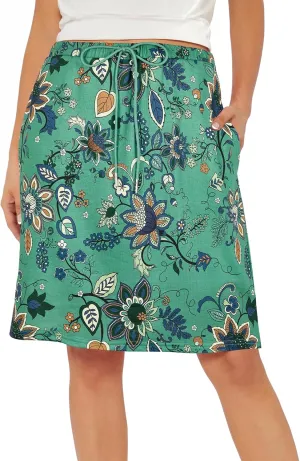 American Trends Skort for Woman with Pockets Athletic Skirt Wokout Knee Length Skirt Drawstring Waist Tennis Golf Skirt