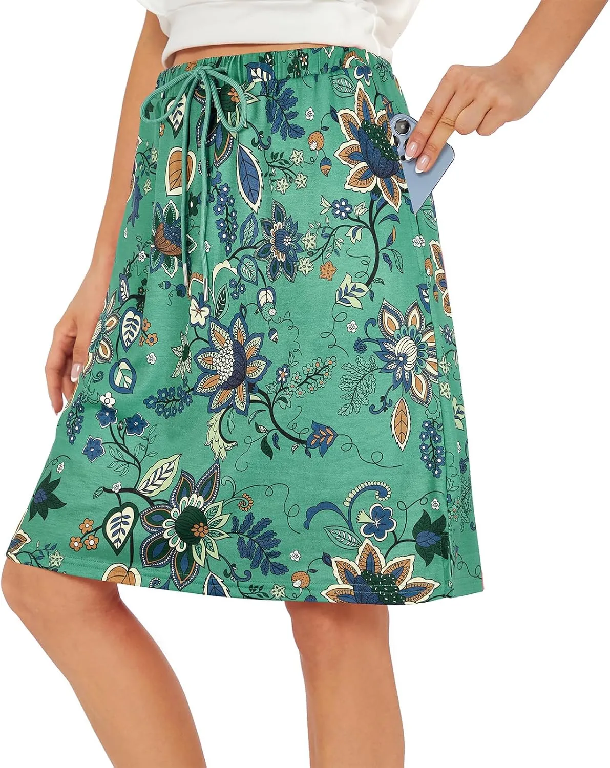 American Trends Skort for Woman with Pockets Athletic Skirt Wokout Knee Length Skirt Drawstring Waist Tennis Golf Skirt