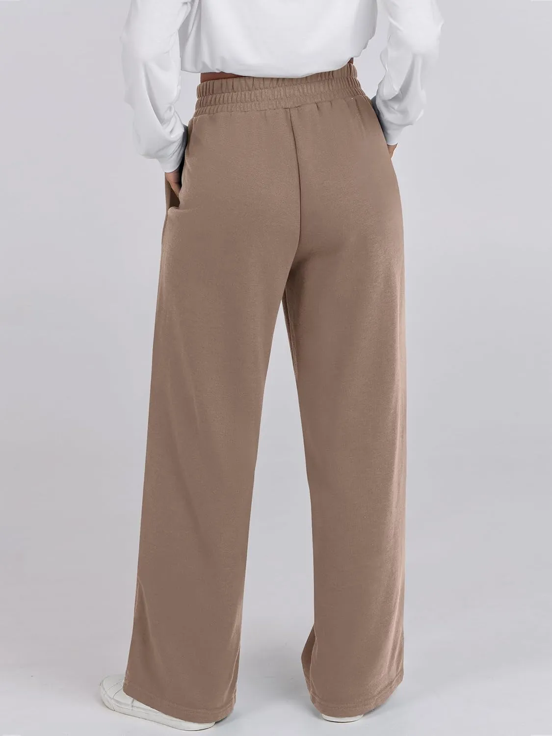 ANRABESS Women Asymmetric High Waist Wide Straight Leg Sweatpants with Pockets 2024 Fall Trendy Sweat Jogger Pants
