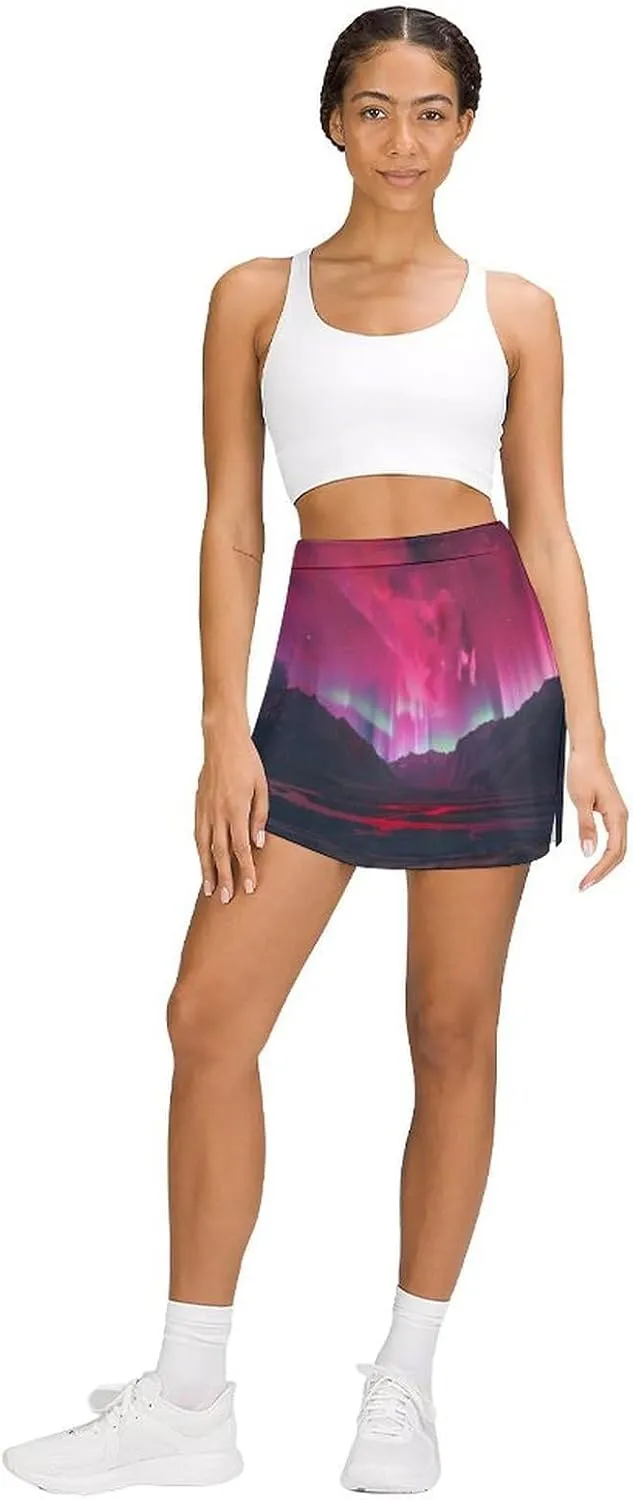 Aurora Pink-Romance Women's Skort Athletic Skirt Golf Skorts A-line Skirts with Built-in Shorts Pockets