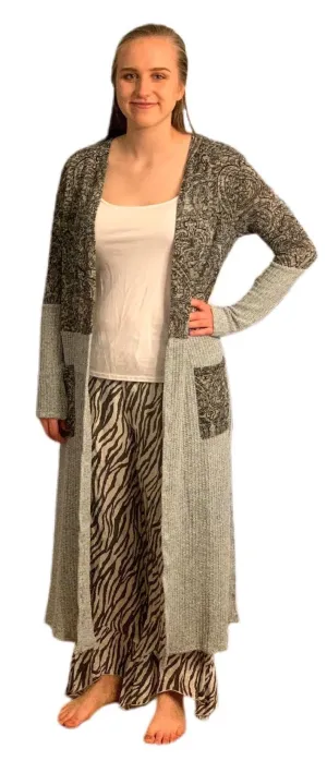 Beautiful Grey and Black Sweater/Duster