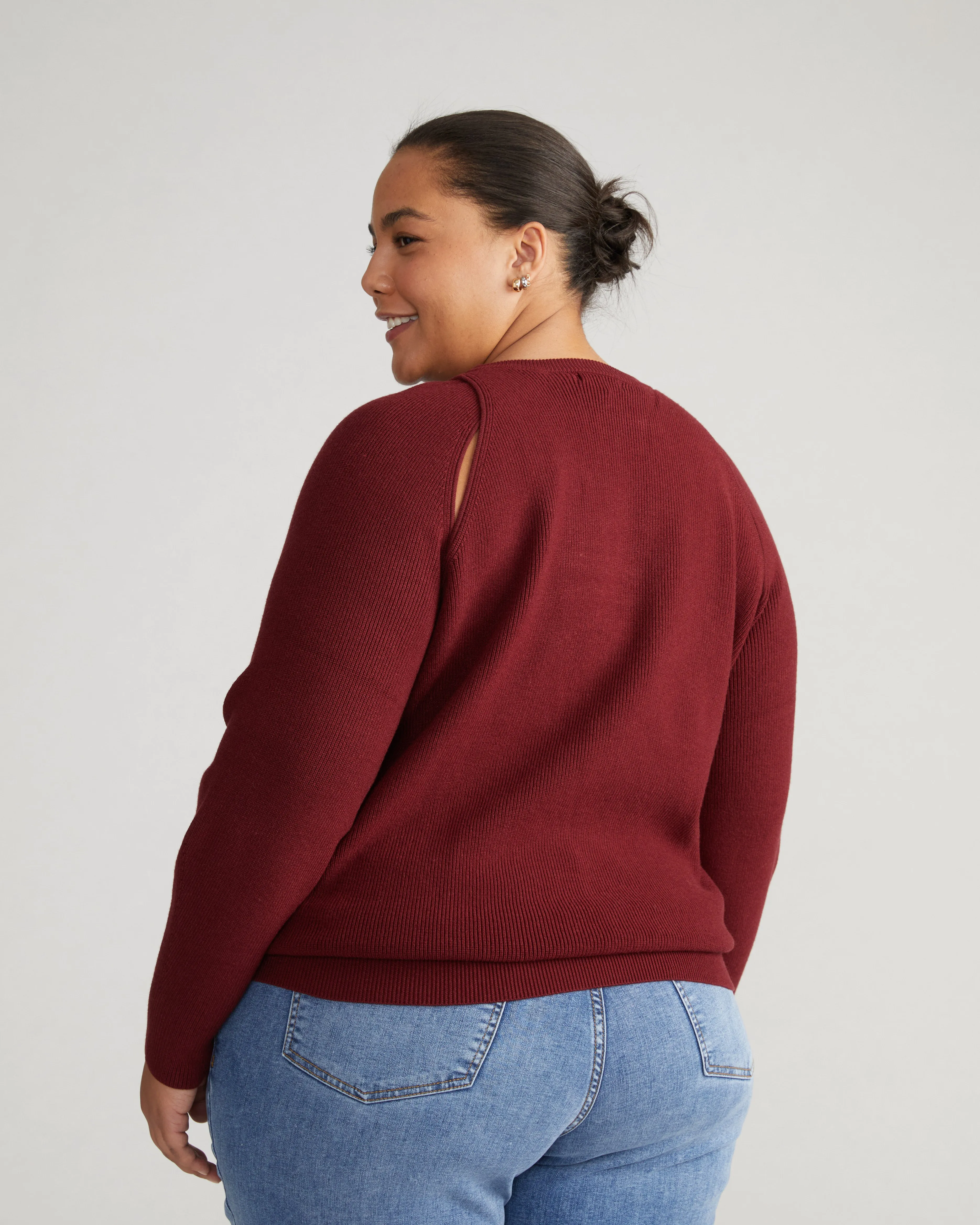 Better-Than-Wool Keyhole Sweater - Merlot