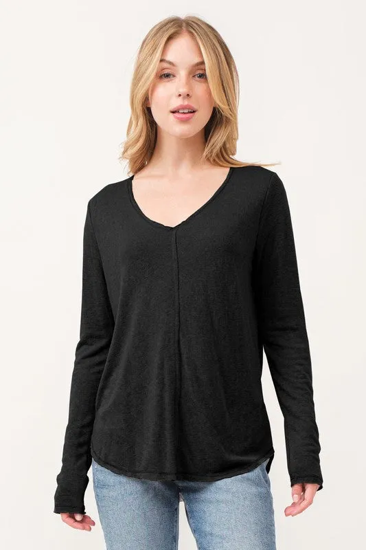 Black Long Sleeve Slub Tee