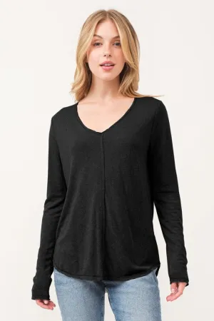 Black Long Sleeve Slub Tee