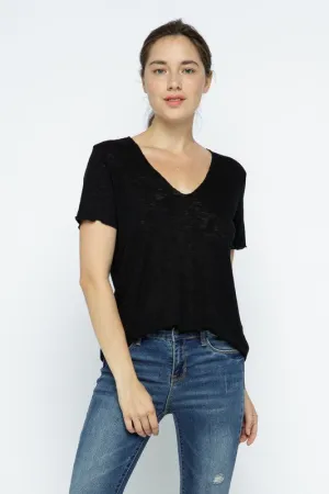 Black Short Sleeve Slub Tee