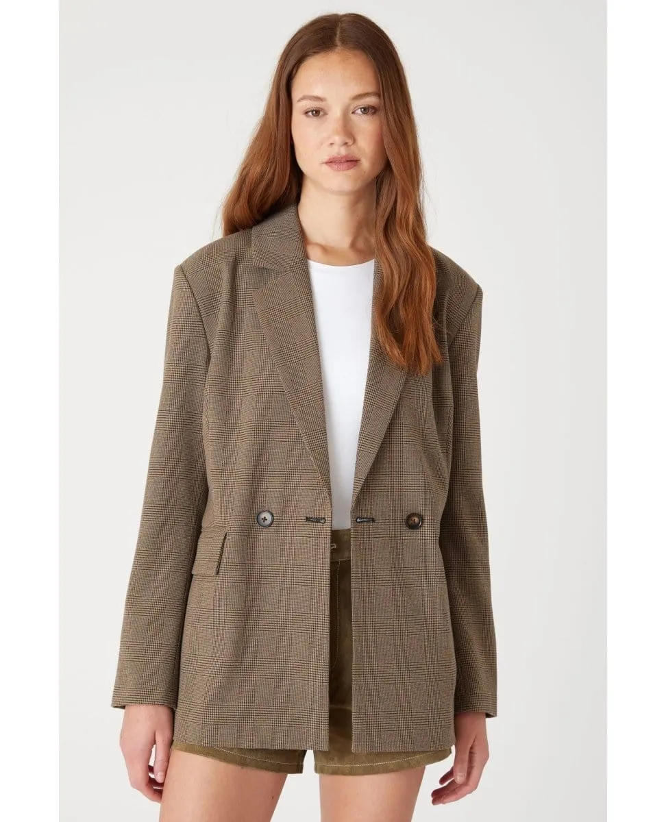 Business Affair Plaid Blazer Brown Combo