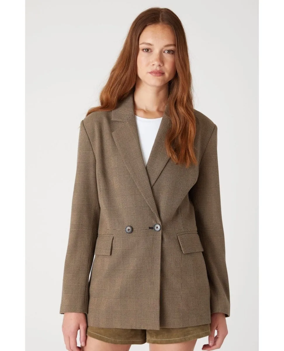 Business Affair Plaid Blazer Brown Combo