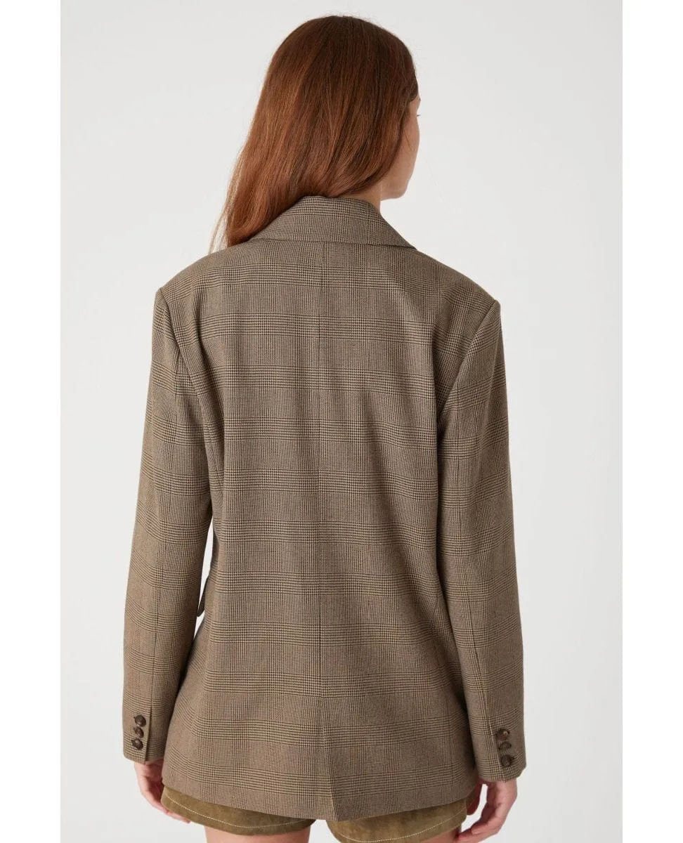 Business Affair Plaid Blazer Brown Combo