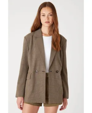 Business Affair Plaid Blazer Brown Combo