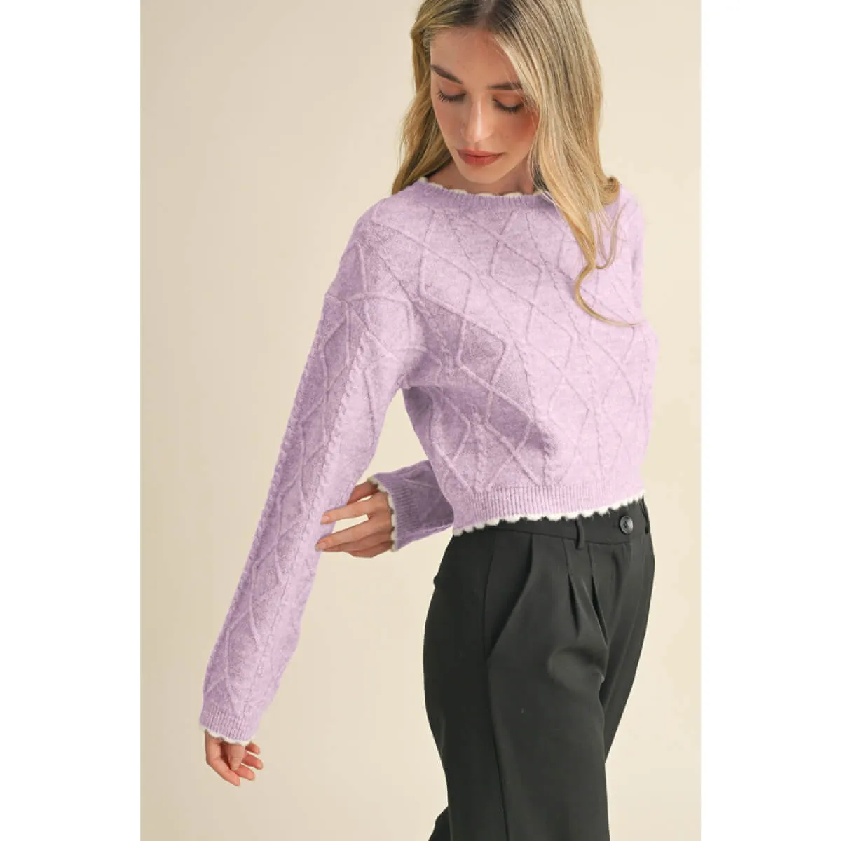 Cable Knit Cropped Sweater