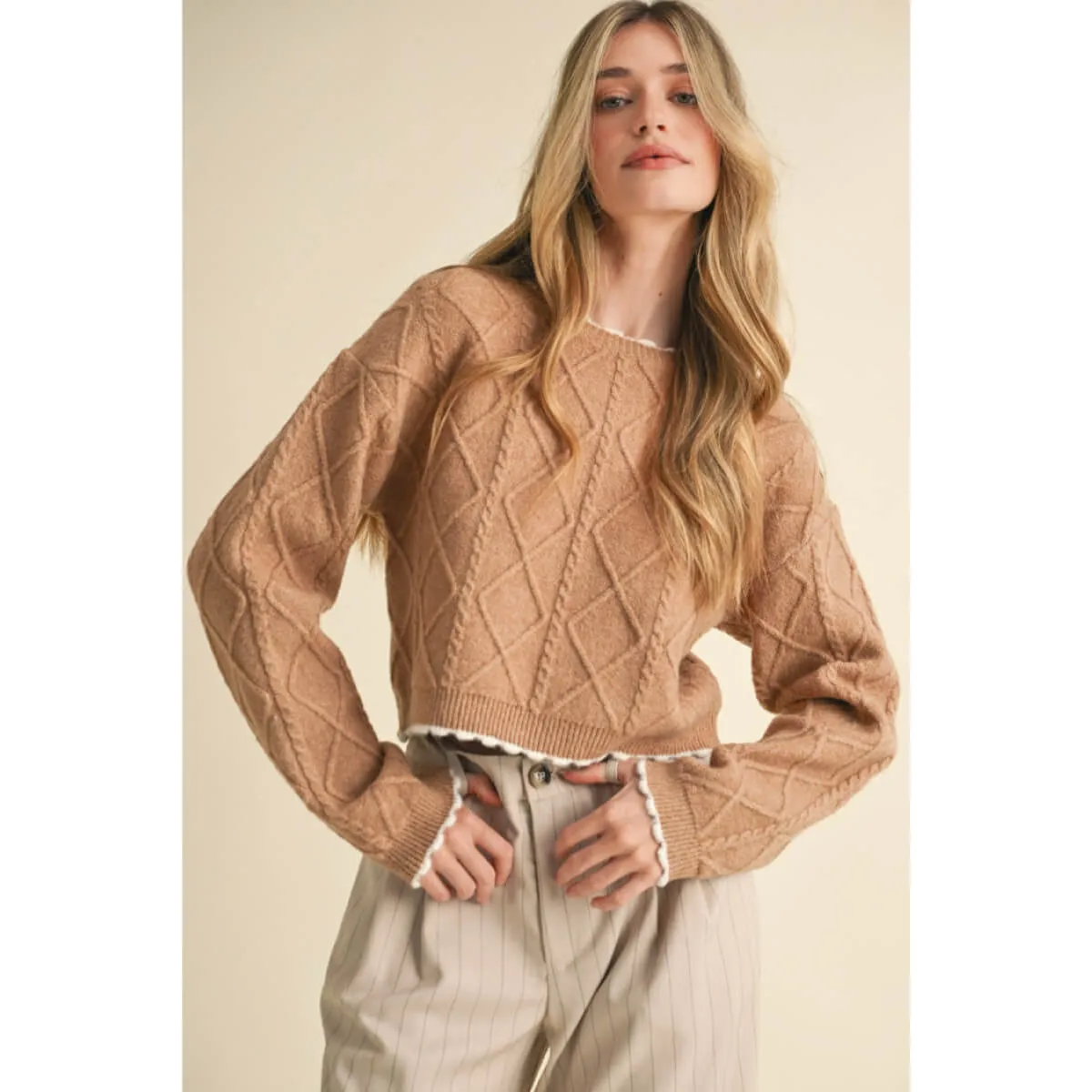 Cable Knit Cropped Sweater