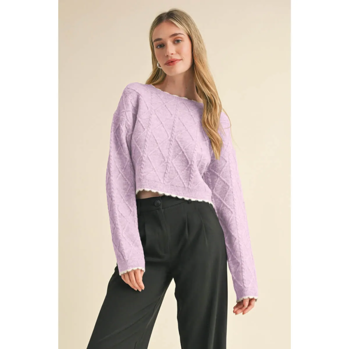 Cable Knit Cropped Sweater