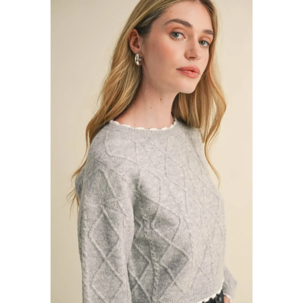 Cable Knit Cropped Sweater