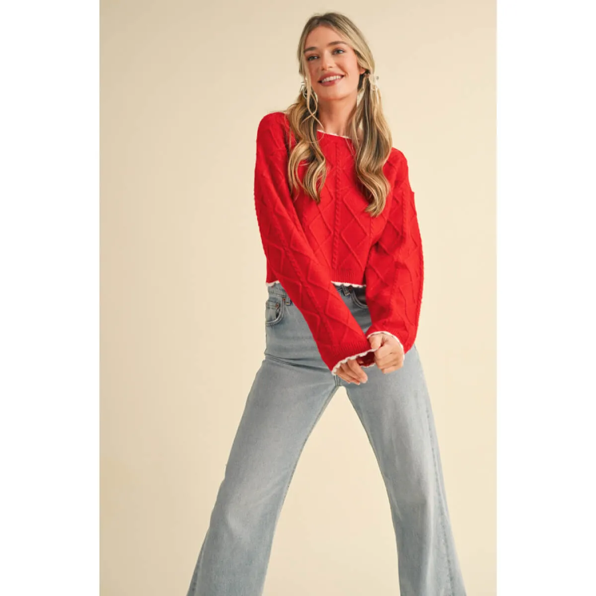 Cable Knit Cropped Sweater