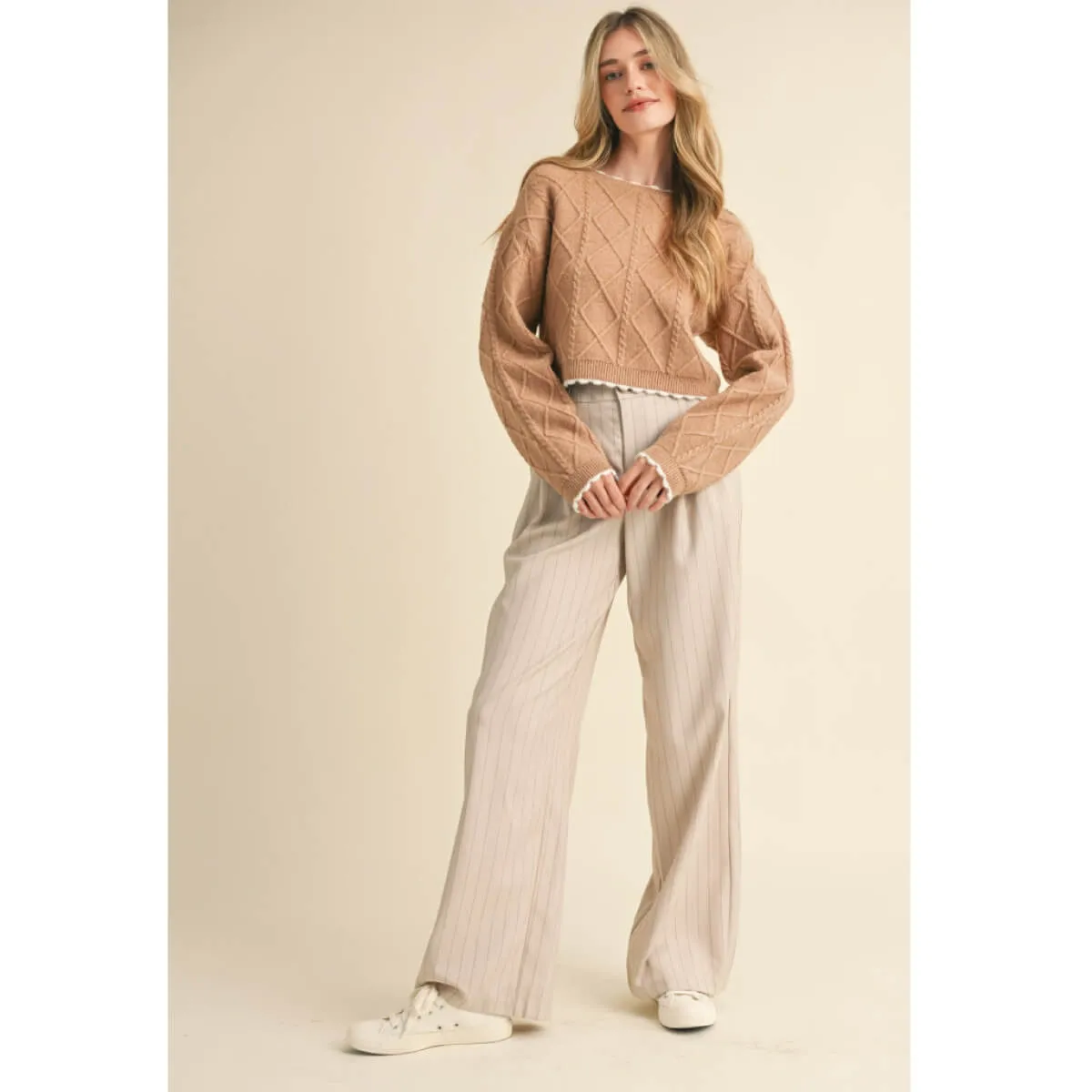 Cable Knit Cropped Sweater
