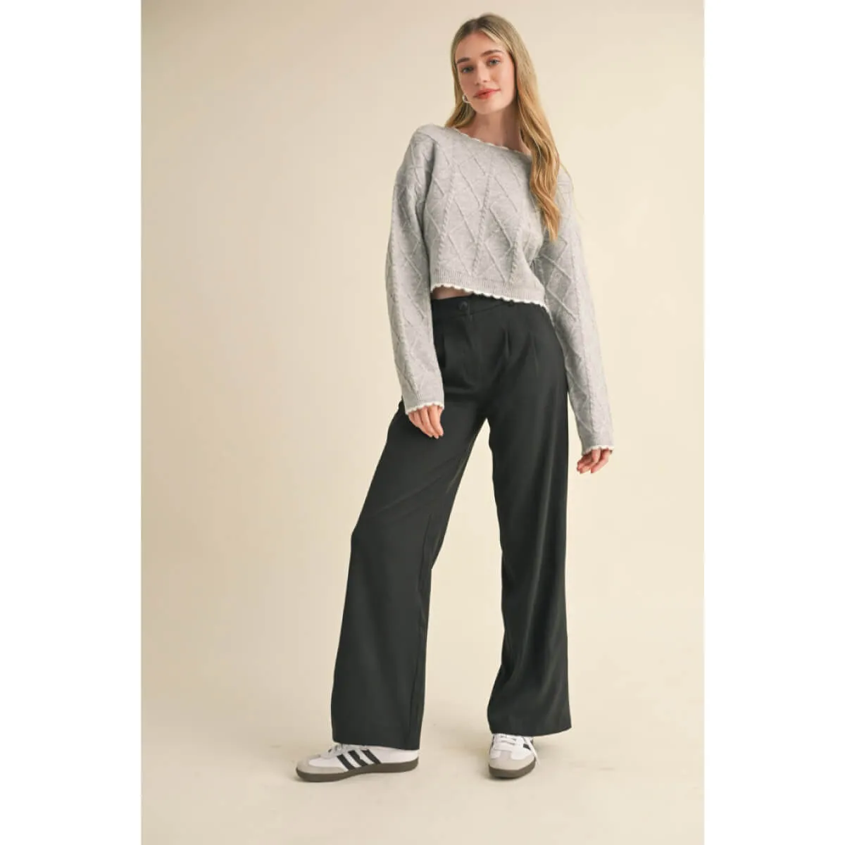 Cable Knit Cropped Sweater