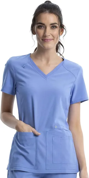 Cherokee Women's Medical Scrub Top Iflex V-Neck Knit Panel Top CK605