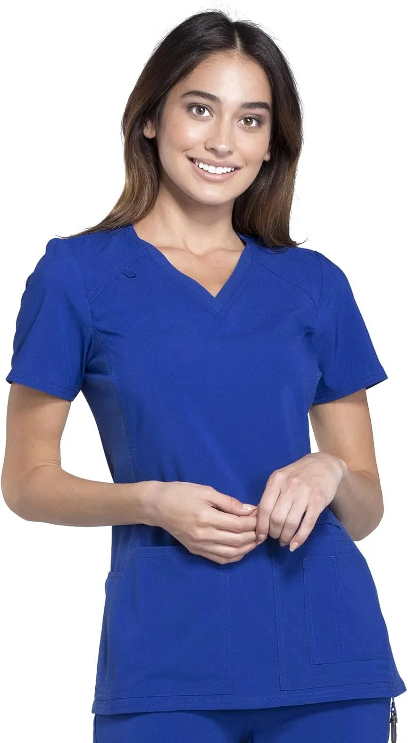 Cherokee Women's Medical Scrub Top Iflex V-Neck Knit Panel Top CK605