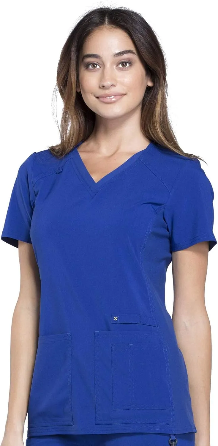 Cherokee Women's Medical Scrub Top Iflex V-Neck Knit Panel Top CK605