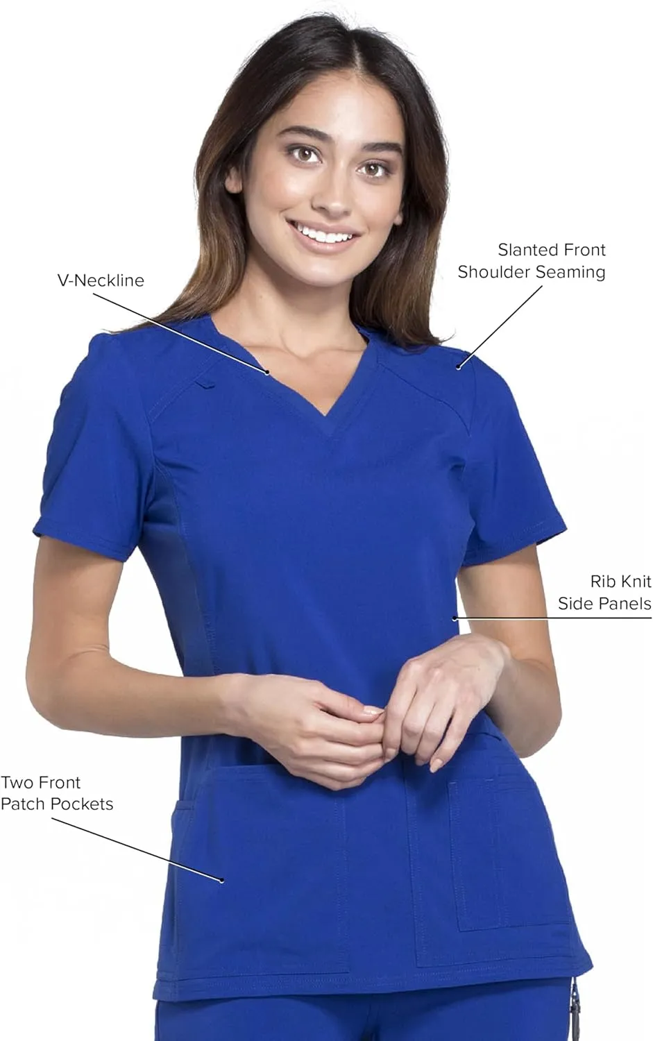 Cherokee Women's Medical Scrub Top Iflex V-Neck Knit Panel Top CK605