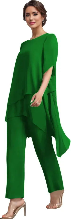 Chiffon Mother of The Bride Pant Suits for Women 2 PCS Pant Suits for Women Dressy 2025