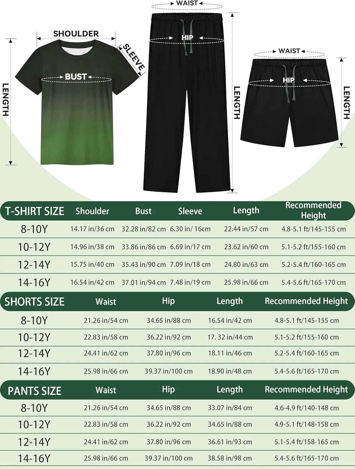 Cooraby 3 Pieces Teen Boys Pajs Short Sleeves Top, Shorts & Pants Soft Loose Fit Outfits with Drawstring Pockets for Summer
