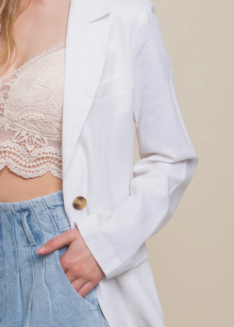 Dani Linen Blazer - White