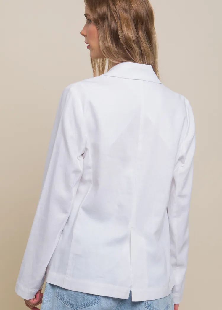 Dani Linen Blazer - White