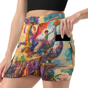 Dragon Neverland Women's Skort Athletic Skirt Golf Skorts A-line Skirts with Built-in Shorts Pockets