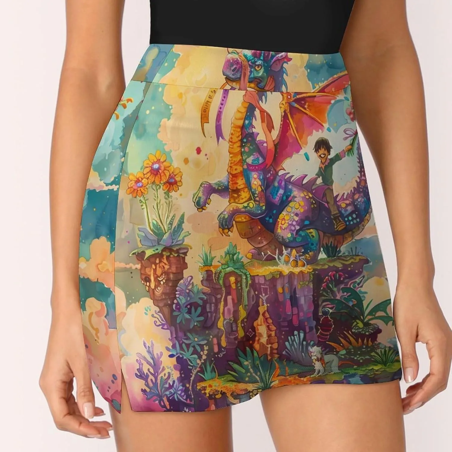 Dragon Neverland Women's Skort Athletic Skirt Golf Skorts A-line Skirts with Built-in Shorts Pockets