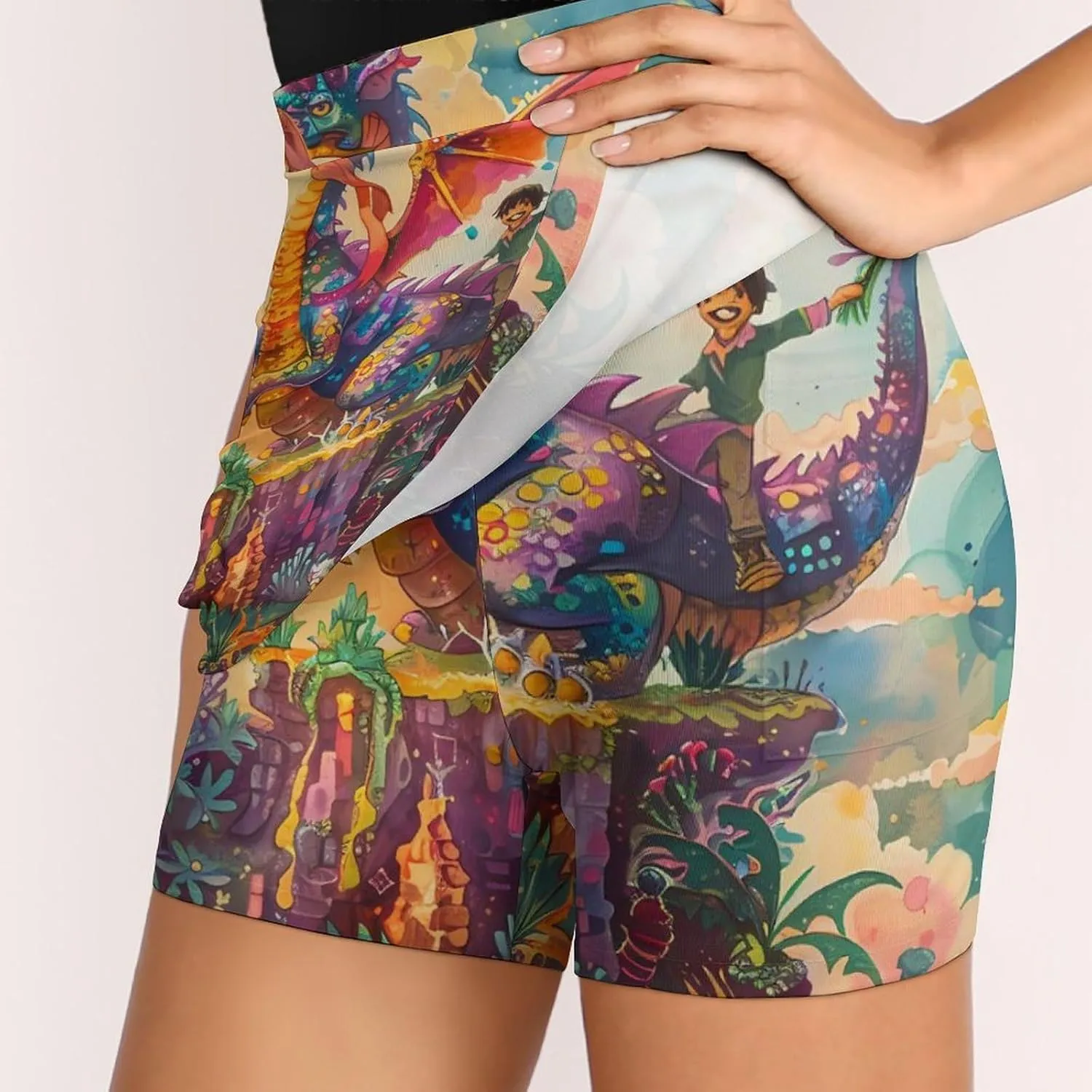 Dragon Neverland Women's Skort Athletic Skirt Golf Skorts A-line Skirts with Built-in Shorts Pockets