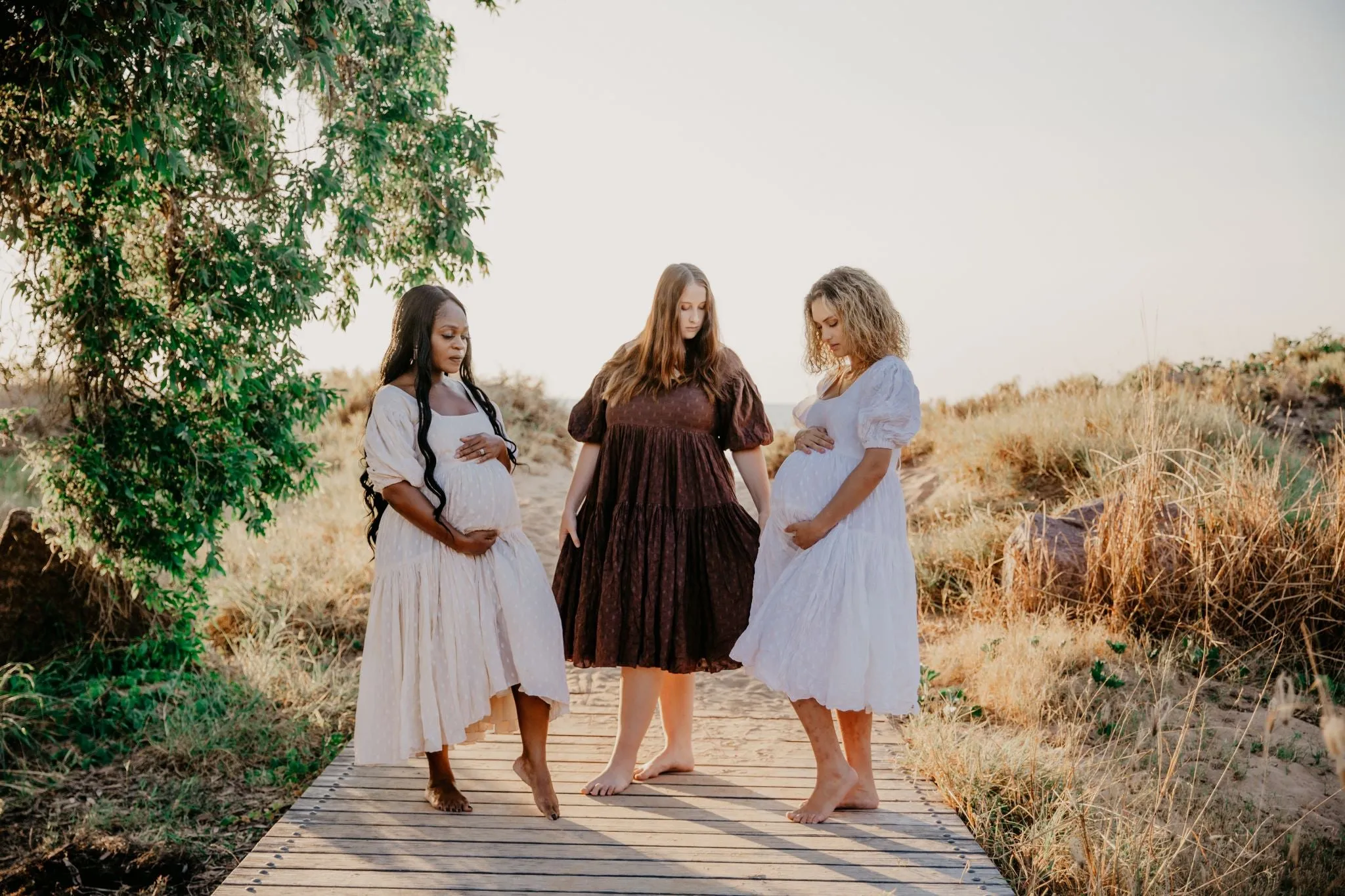 Dress Hire - Maternity Photoshoot Dresses - Rooh Collective - Eden - Brown - DAY RENTAL