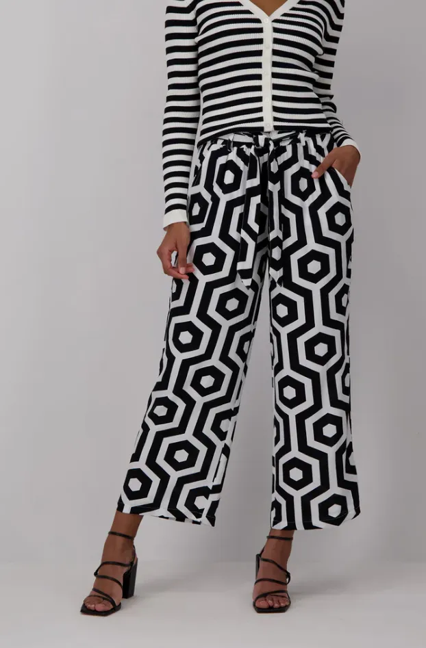 Fynch-Hatton Printed Graphic Mono Trouser 4058