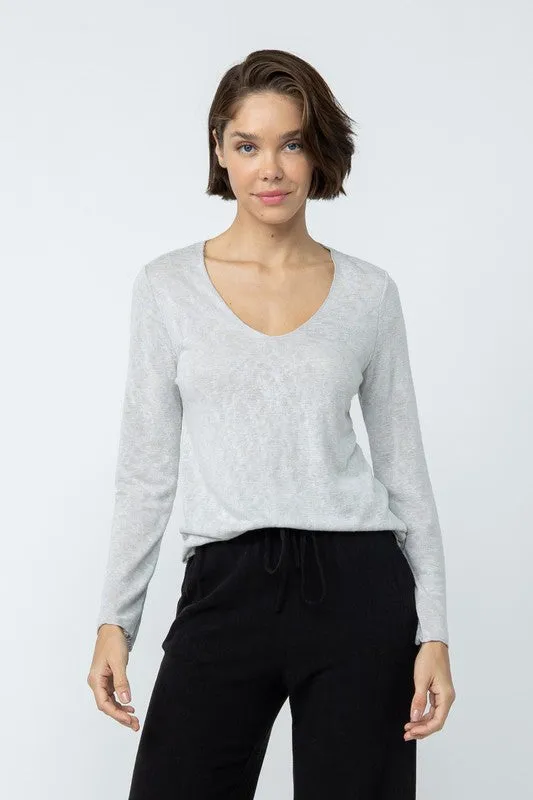 Grey Long Sleeve Slub Tee