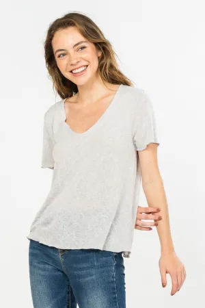 Grey Short Sleeve Slub Tee