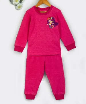 Hot pink tracksuit with mermaid embroidery