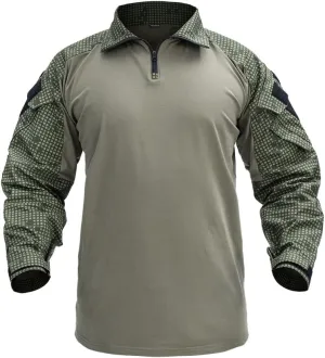 IDOGEAR SPORTS G3 Combat Shirts Mens Tactical Shirt with Elbow Pads 1/4 Zipper Collar Long Sleeves Top Military Clothing
