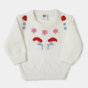 infant Girls Sweater Floral - White