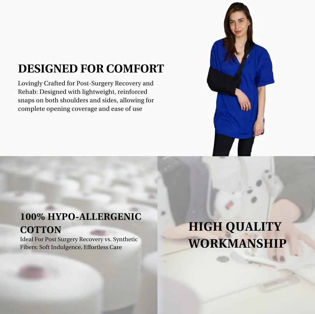 Inspired Comforts Unisex Post Surgery & Rehab V Neck Dual Access Snap Shirt