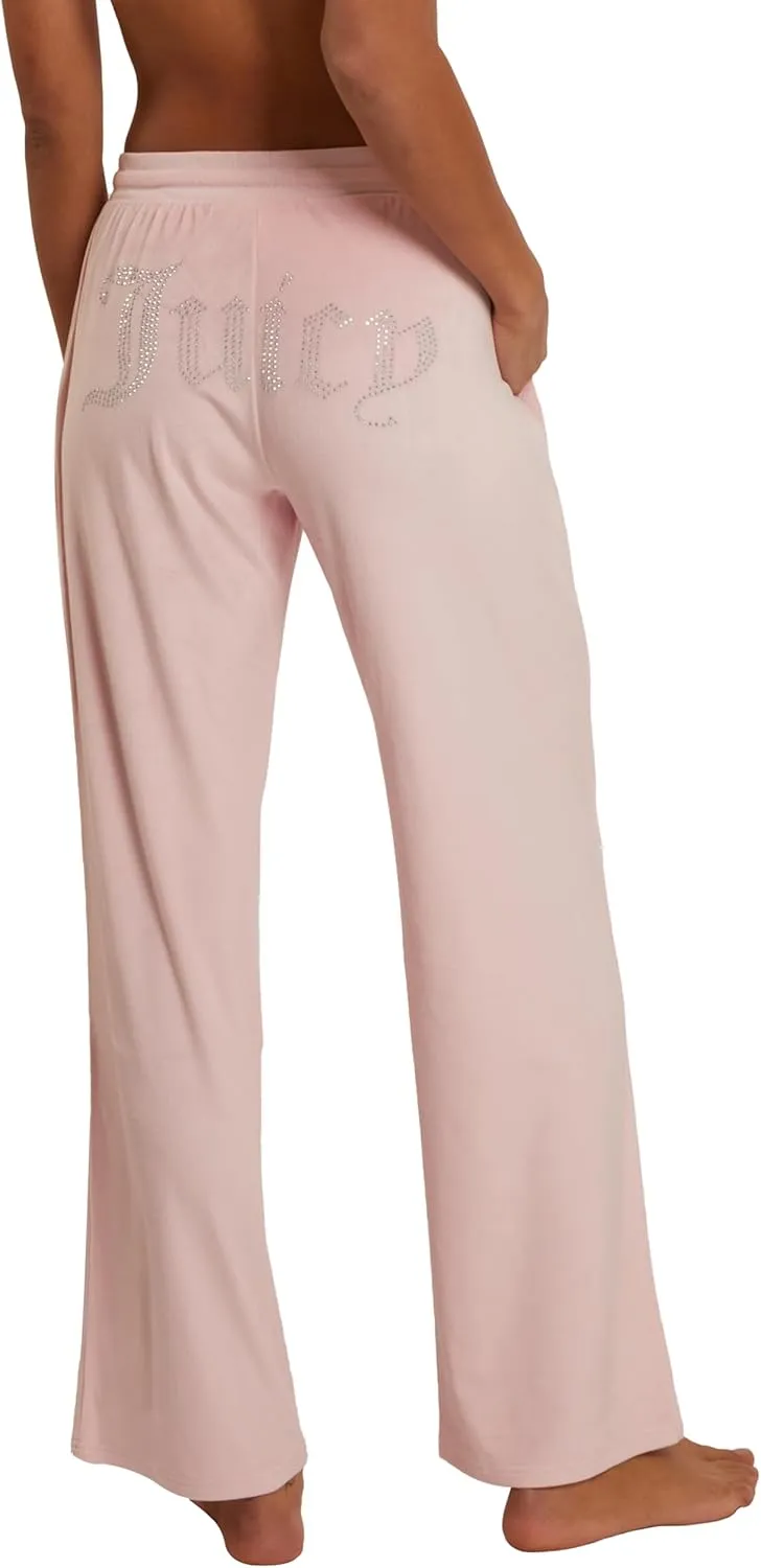 Juicy Couture Women's Velvet Fleece Lounge Pajama Pant with Rhinestones